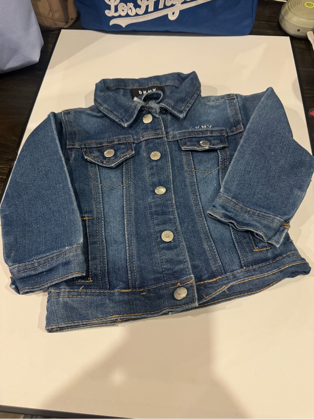 DKNY Kids Dark Blue Denim Jacket with Button Front